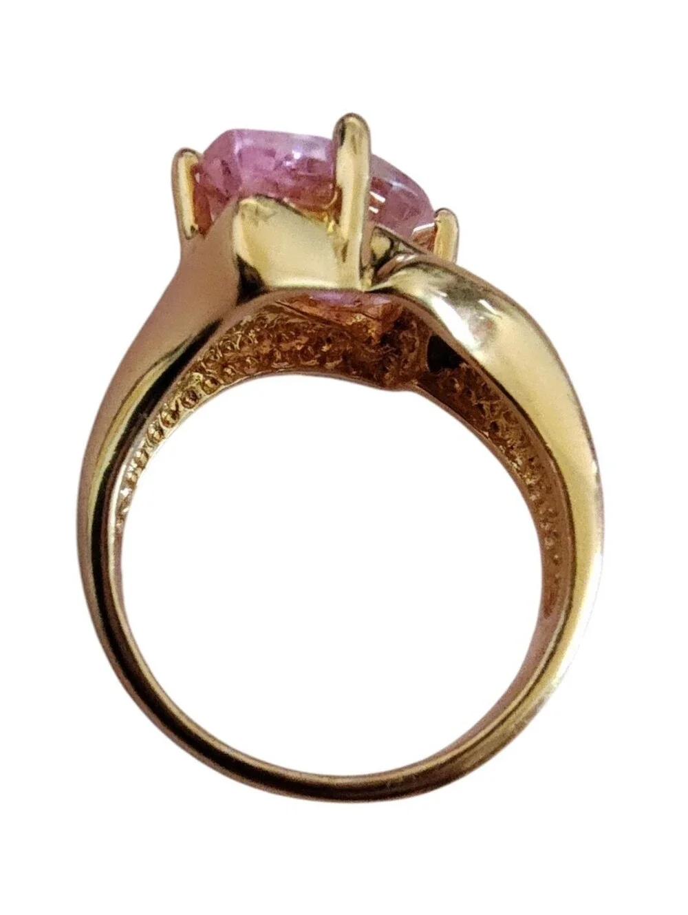Vintage UTC 925 Gold Tone Pink Statement Ring - Marquise Cut Size 6